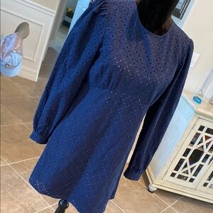 Michael Michael Kors navy eyelet with underlayer dress, size 8